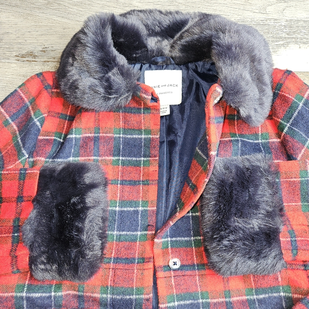 Janie And Jack X American Girl Long Plaid Coat Bradbury Red Size 10-12 - Picture 4 of 9